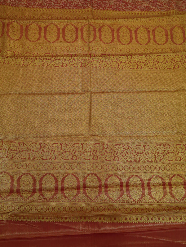 Olive Green Kanchipuram Inspired Semi Silk Saree with Wide Self Border