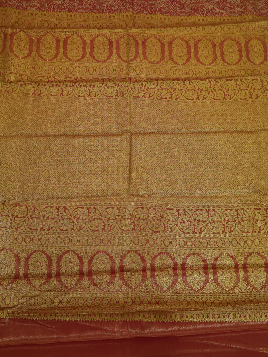 Olive Green Kanchipuram Inspired Semi Silk Saree with Wide Self Border