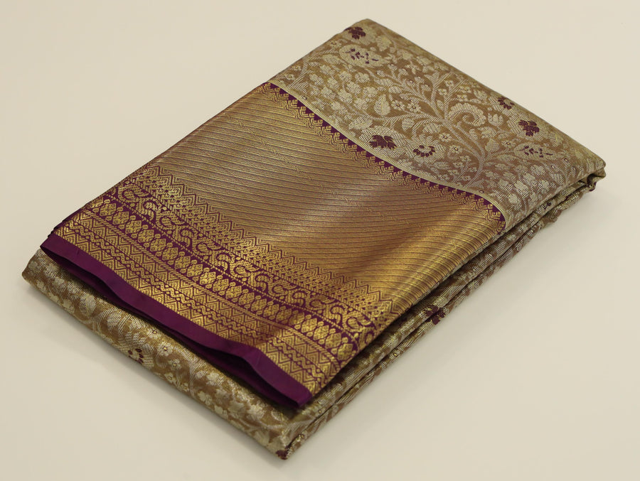 Emerald Green Kanchipuram Inspired Semi Silk Saree with Wide Contrast Border