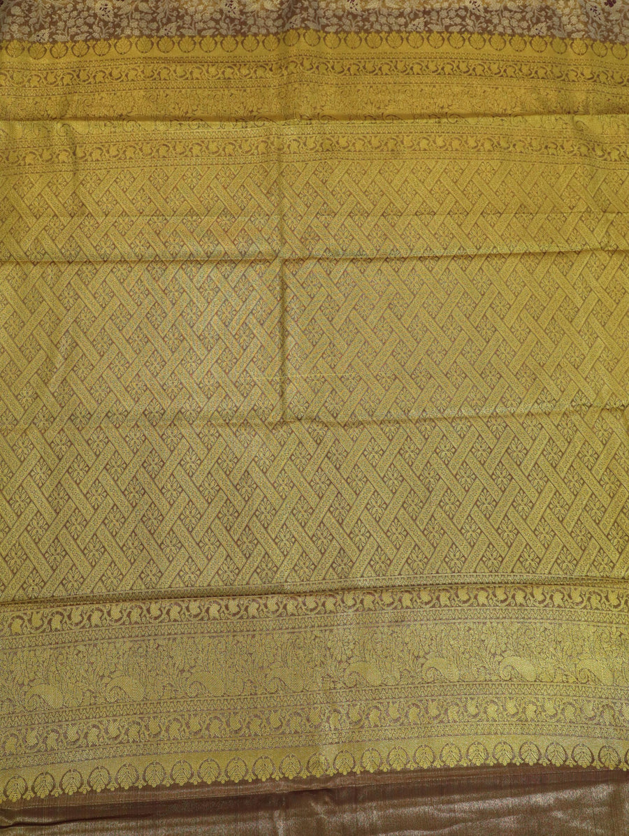 Emerald Green Kanchipuram Inspired Semi Silk Saree with Wide Contrast Border