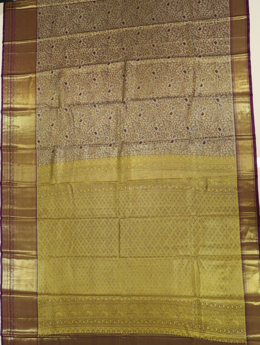 Emerald Green Kanchipuram Inspired Semi Silk Saree with Wide Contrast Border