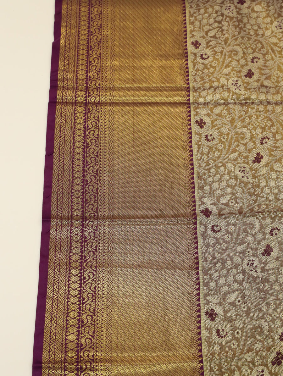 Emerald Green Kanchipuram Inspired Semi Silk Saree with Wide Contrast Border
