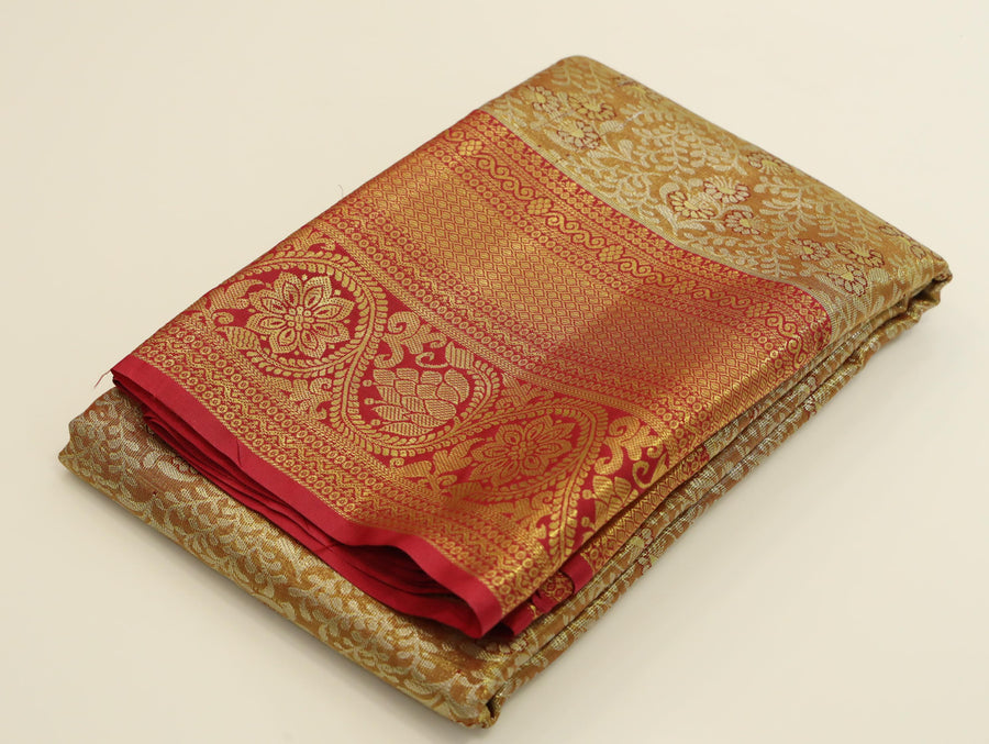 Royal Blue Gadwal Inspired Semi Silk Saree with Wide Contrast Border