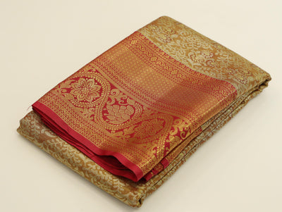 Maroon Mysore Inspired Semi Silk Saree with Contrast Border