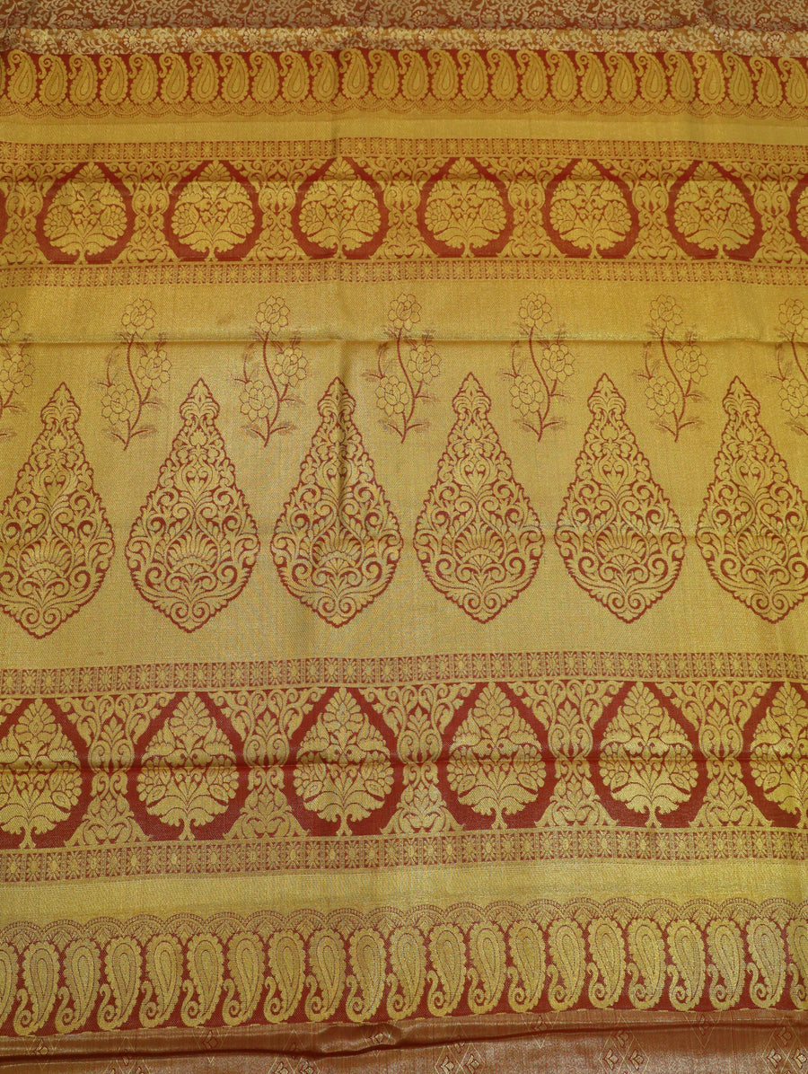Maroon Mysore Inspired Semi Silk Saree with Contrast Border