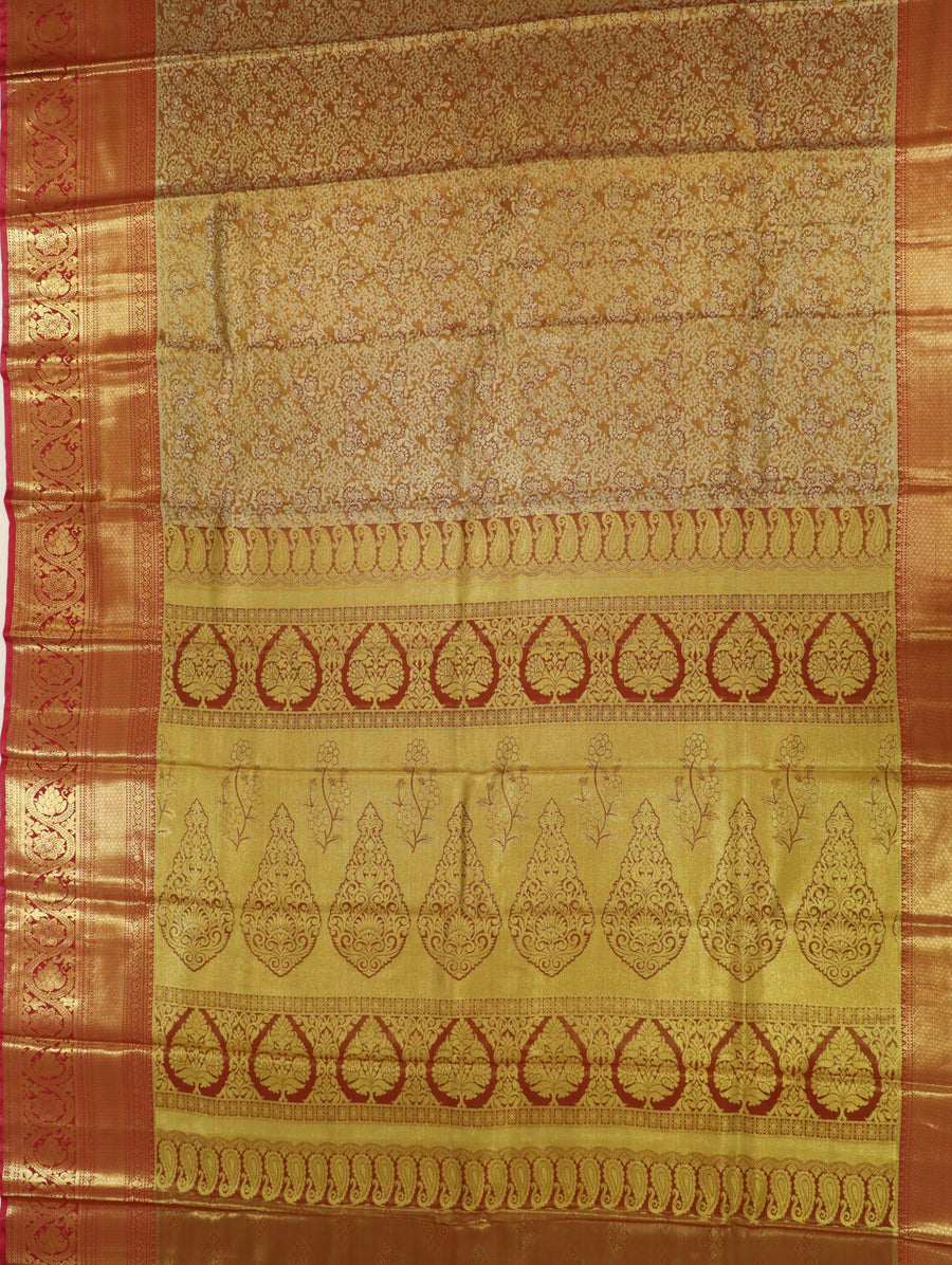 Maroon Mysore Inspired Semi Silk Saree with Contrast Border