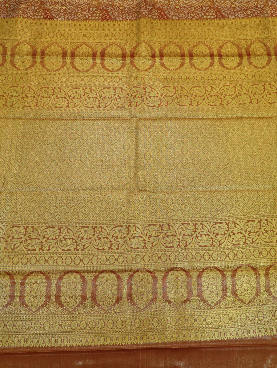 Champagne Gold Mysore Inspired Semi Silk Saree with Small Contrast Border