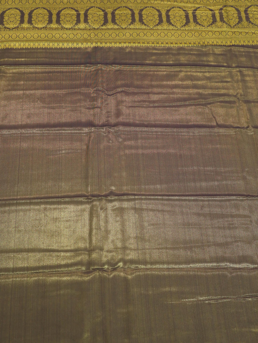 Purple Gold Dharmavaram Inspired Semi Silk Saree with Wide Contrast Border