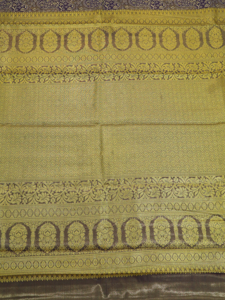 Purple Gold Dharmavaram Inspired Semi Silk Saree with Wide Contrast Border