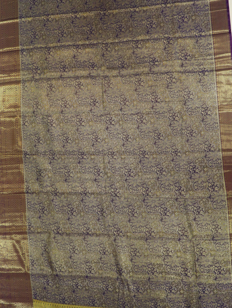 Purple Gold Dharmavaram Inspired Semi Silk Saree with Wide Contrast Border