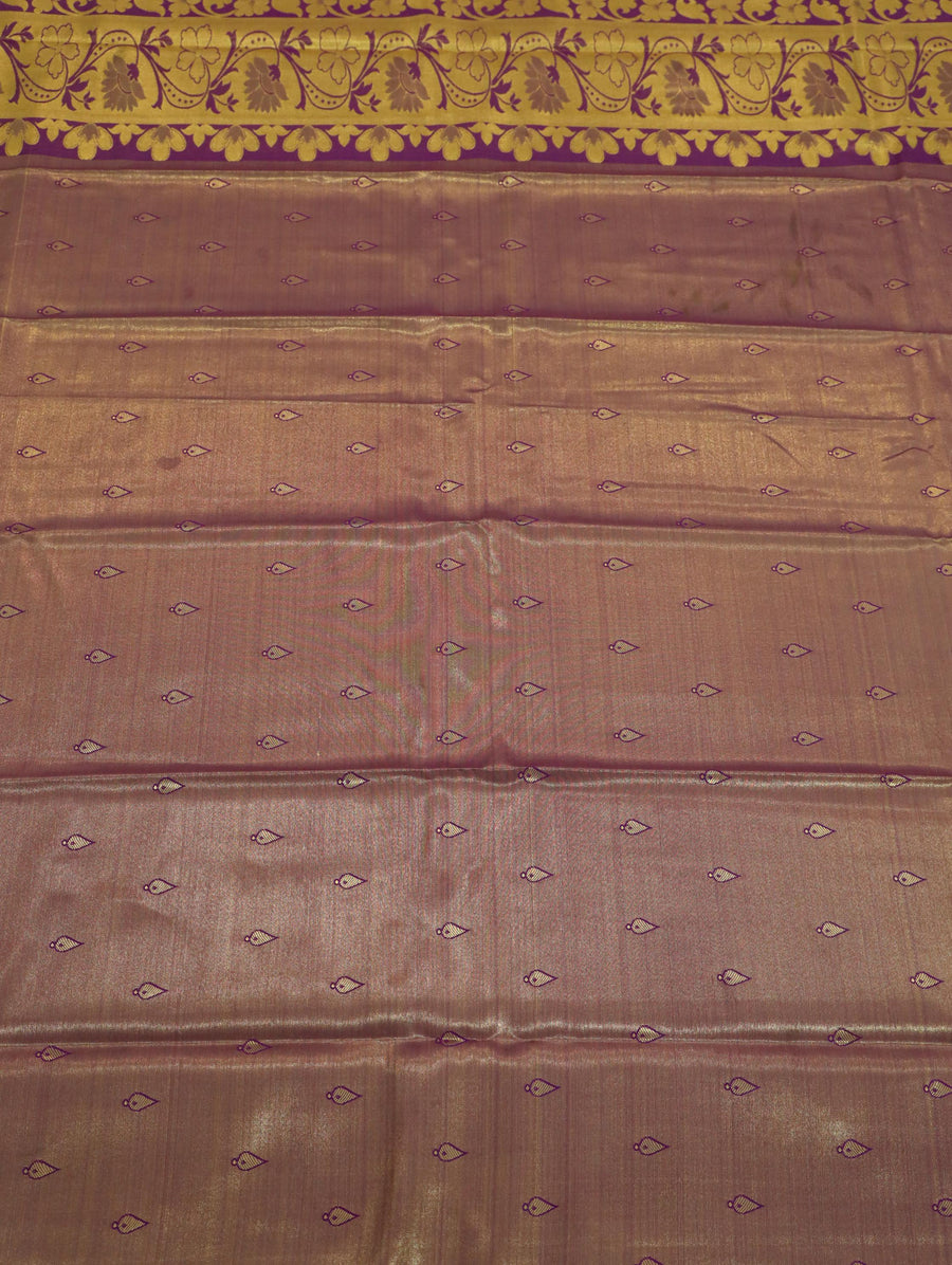 Deep Purple Dharmavaram Inspired Semi Silk Saree with Wide Contrast Border