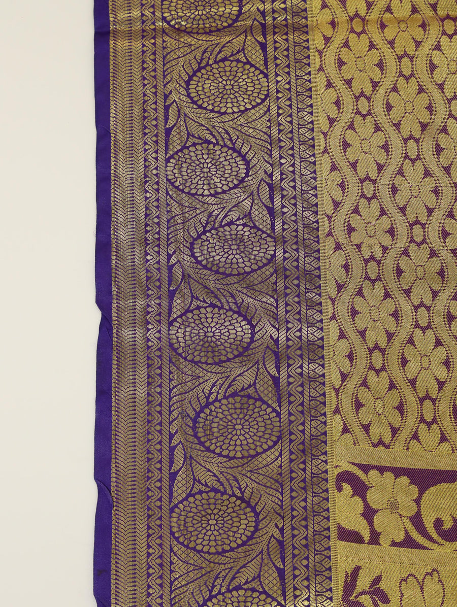Deep Purple Dharmavaram Inspired Semi Silk Saree with Wide Contrast Border