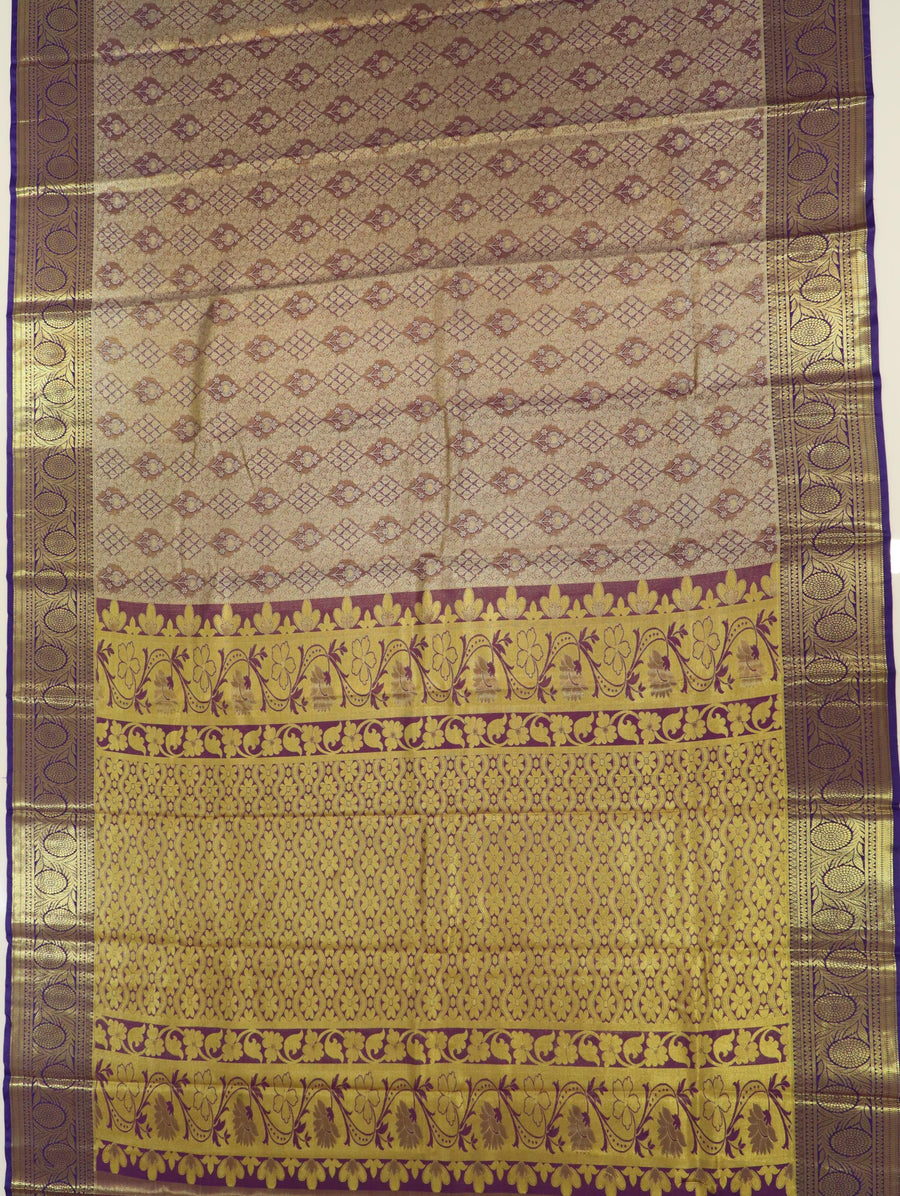 Deep Purple Dharmavaram Inspired Semi Silk Saree with Wide Contrast Border