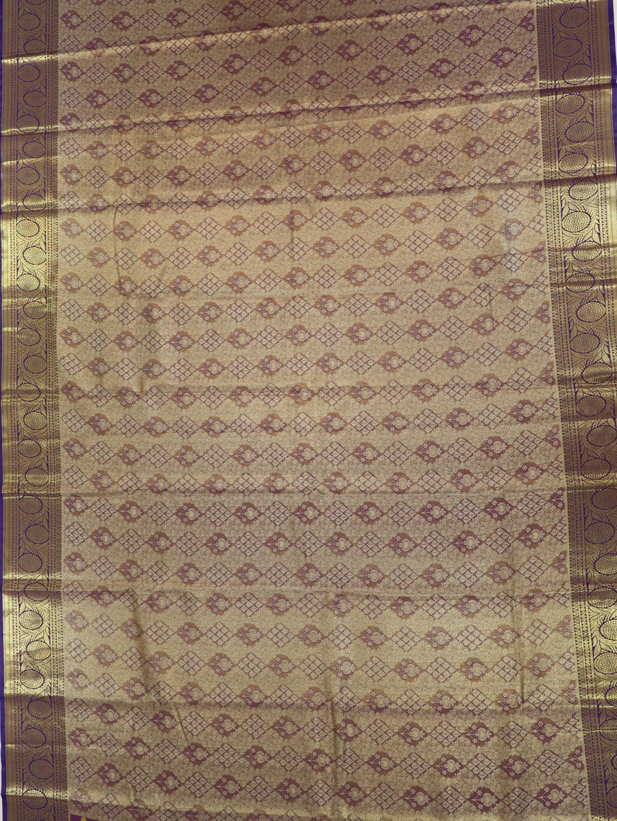 Deep Purple Dharmavaram Inspired Semi Silk Saree with Wide Contrast Border