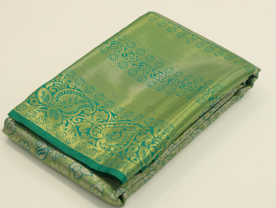Lime Green Uppada Inspired Semi Silk Saree with Small Self Border