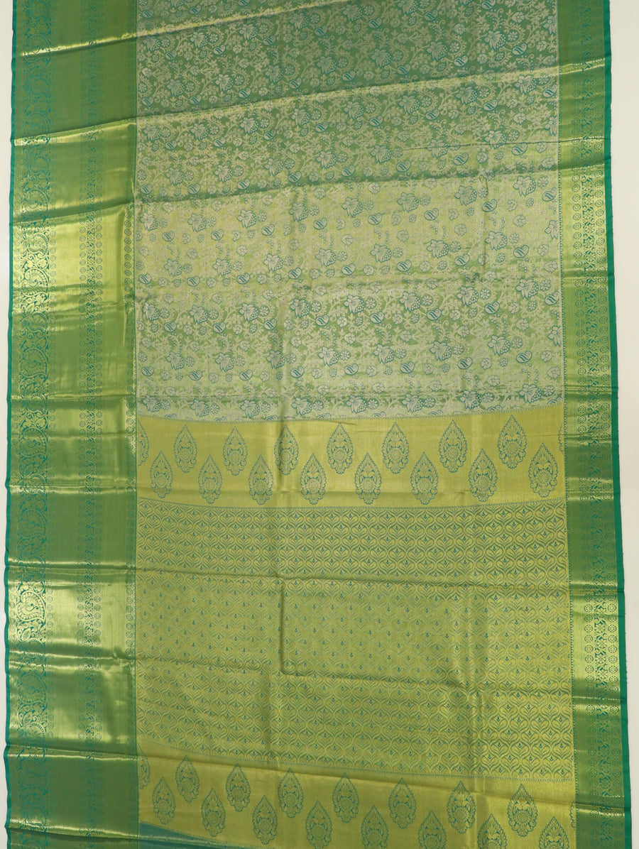 Lime Green Uppada Inspired Semi Silk Saree with Small Self Border