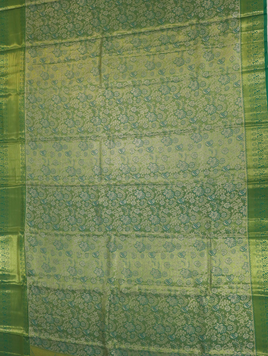 Lime Green Uppada Inspired Semi Silk Saree with Small Self Border