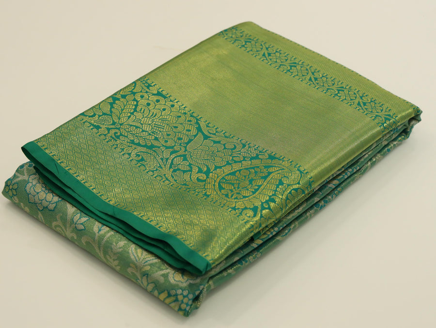 Mustard Yellow Dharmavaram Inspired Semi Silk Saree with Wide Contrast Border