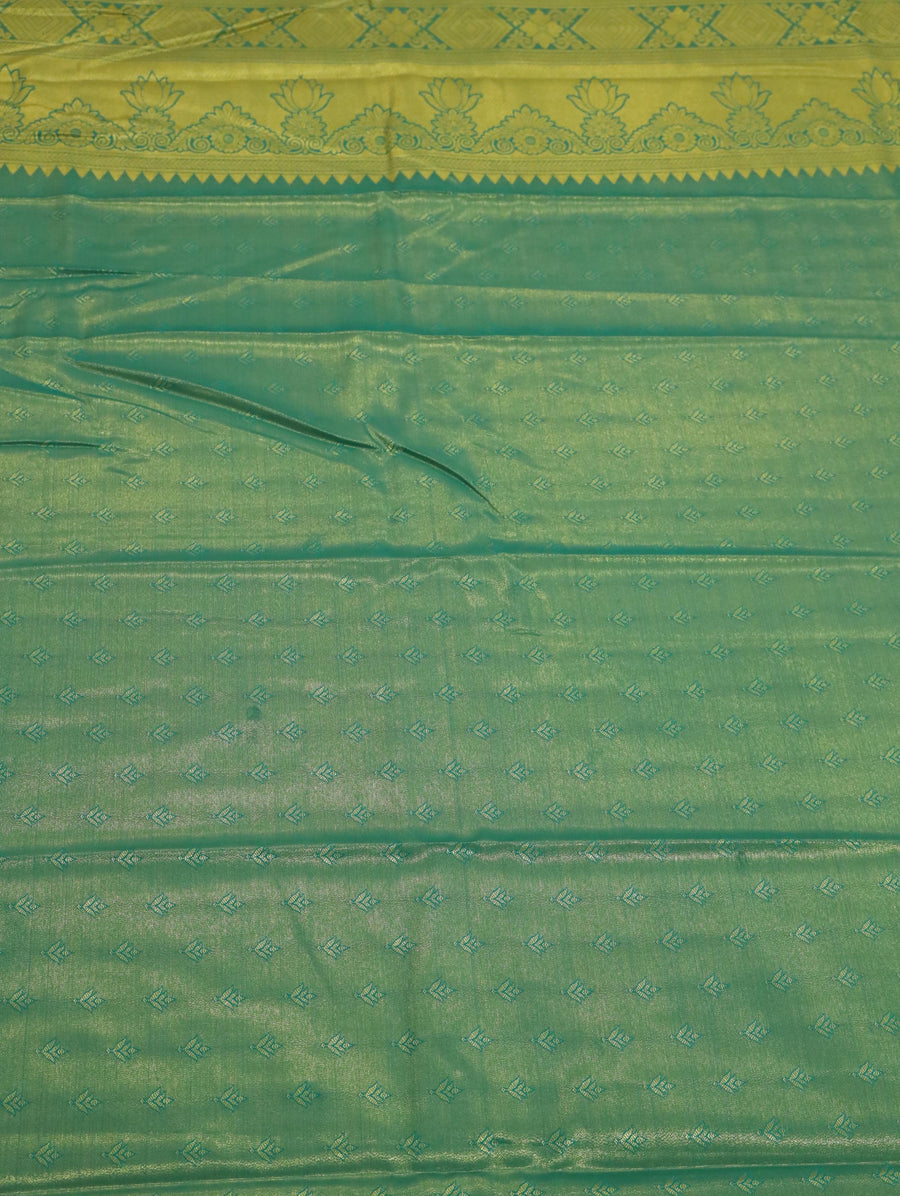 Mustard Yellow Dharmavaram Inspired Semi Silk Saree with Wide Contrast Border