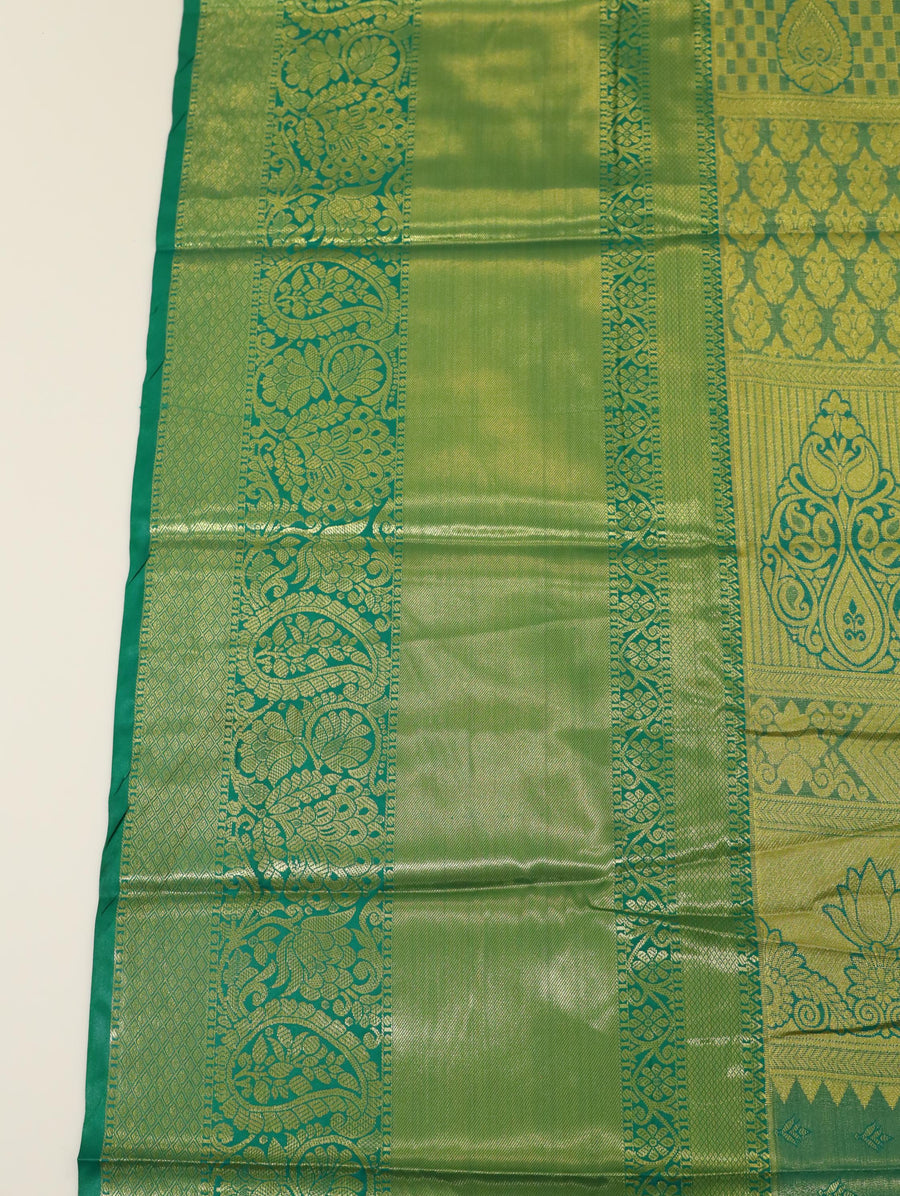 Mustard Yellow Dharmavaram Inspired Semi Silk Saree with Wide Contrast Border