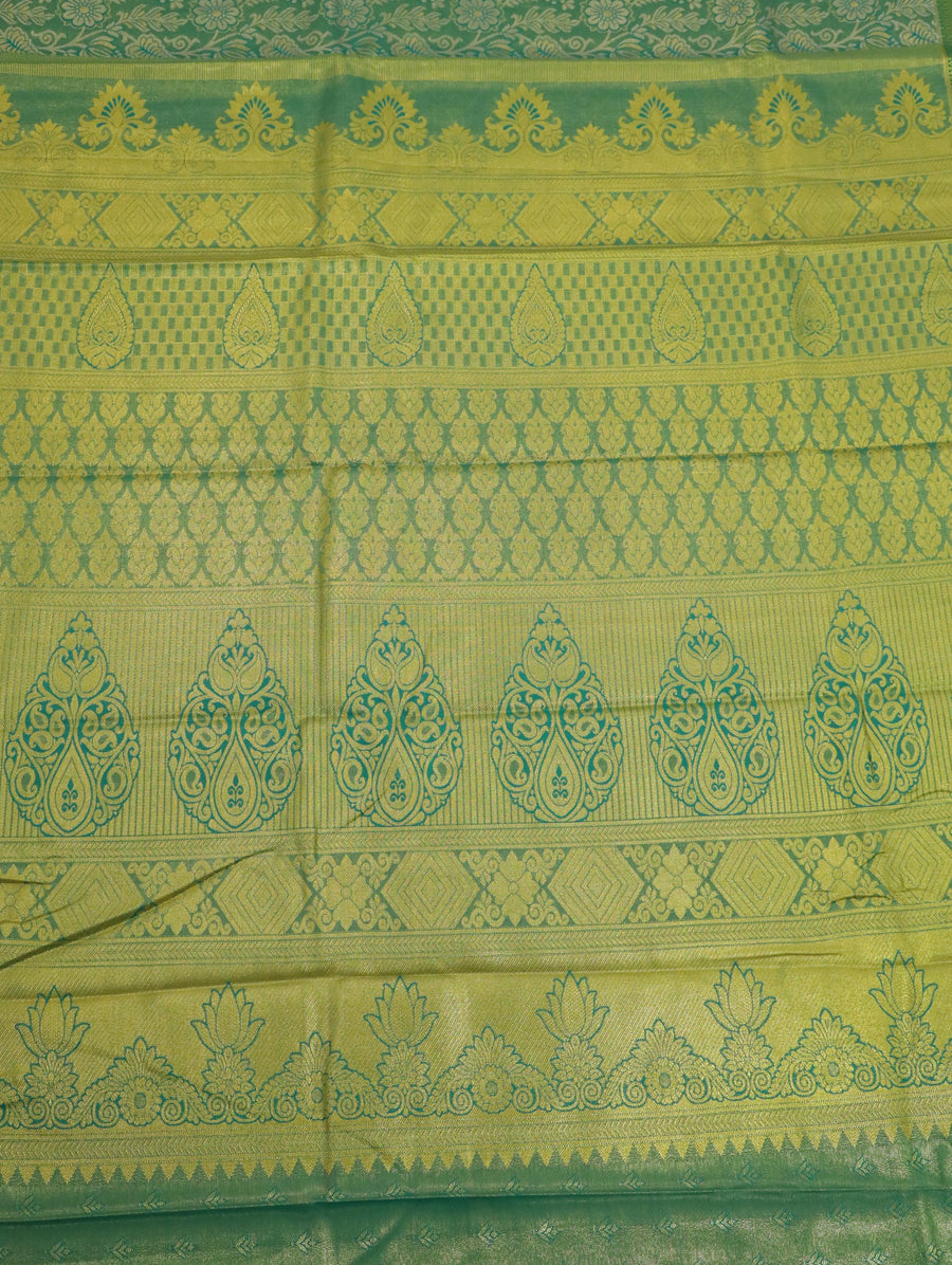 Mustard Yellow Dharmavaram Inspired Semi Silk Saree with Wide Contrast Border