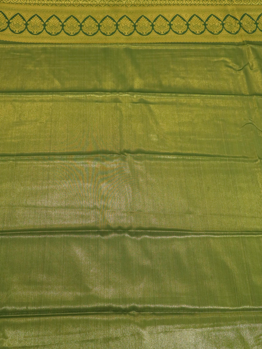 Teal Green Gadwal Inspired Semi Silk Saree with Wide Contrast Border