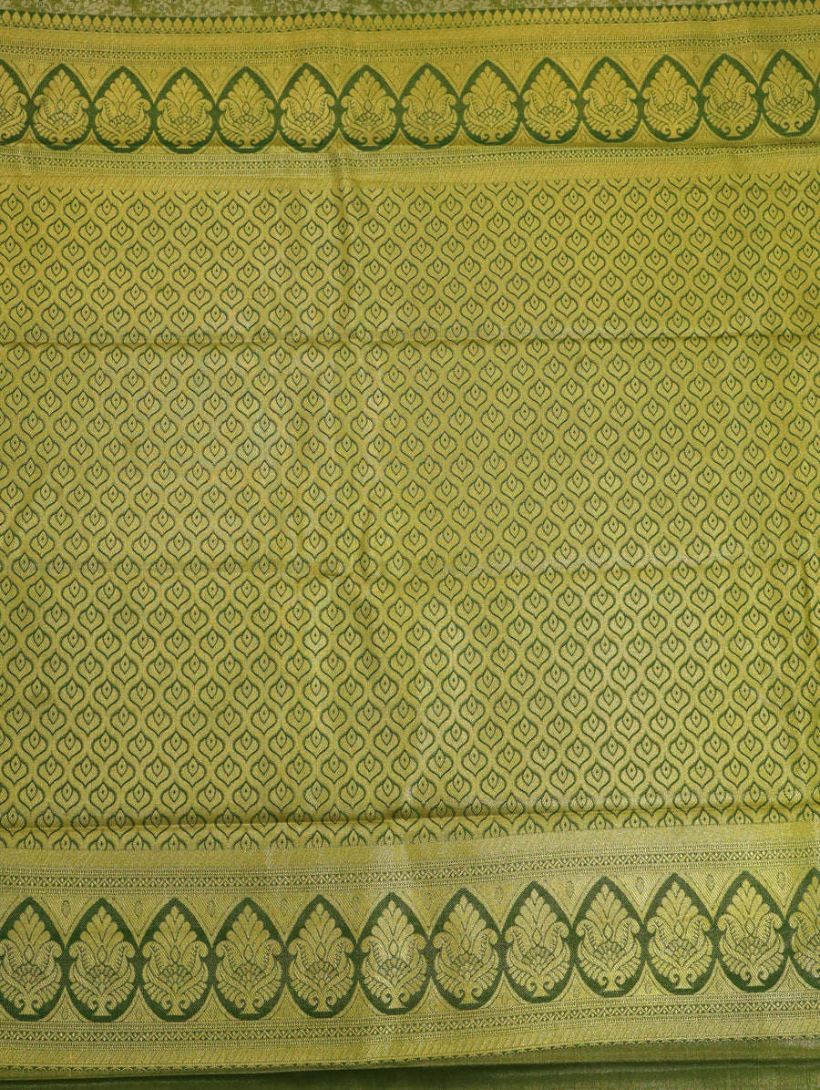 Teal Green Gadwal Inspired Semi Silk Saree with Wide Contrast Border