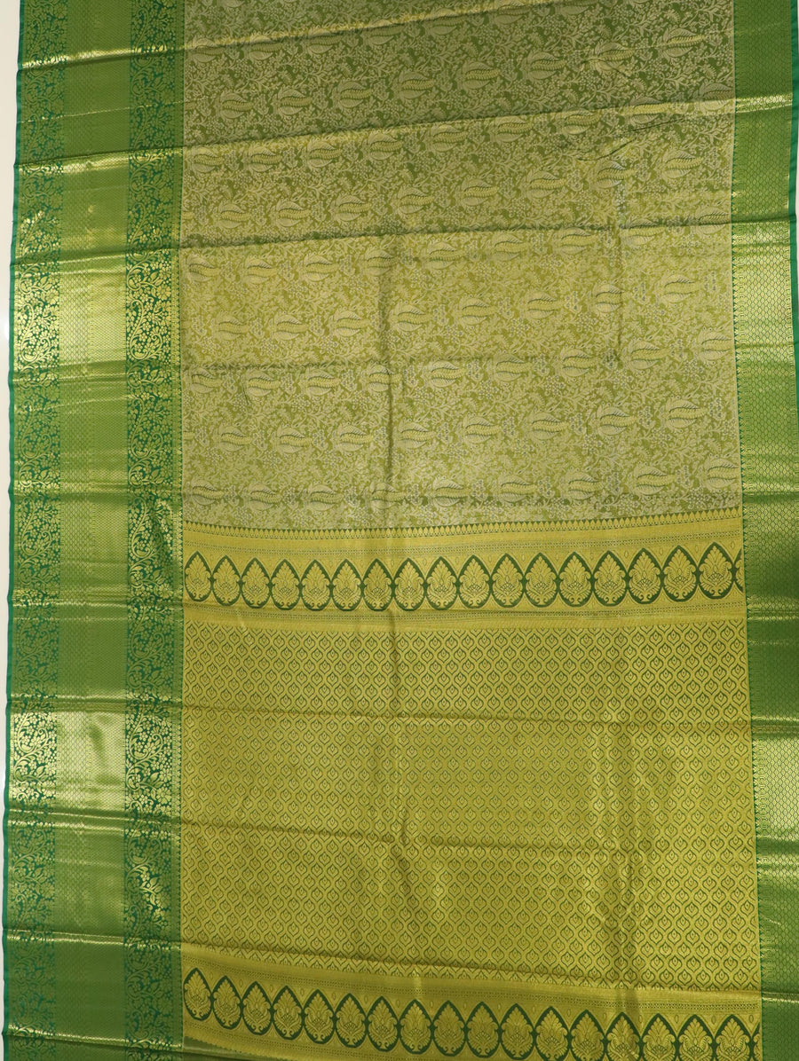 Teal Green Gadwal Inspired Semi Silk Saree with Wide Contrast Border