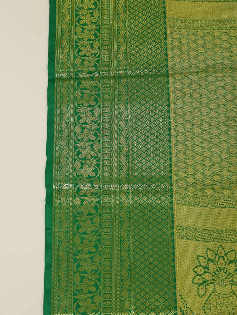 Coral Orange Dharmavaram Inspired Semi Silk Saree with Wide Contrast Border