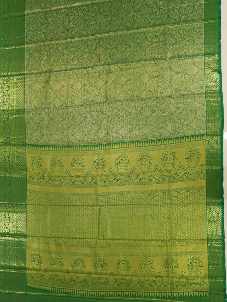 Coral Orange Dharmavaram Inspired Semi Silk Saree with Wide Contrast Border
