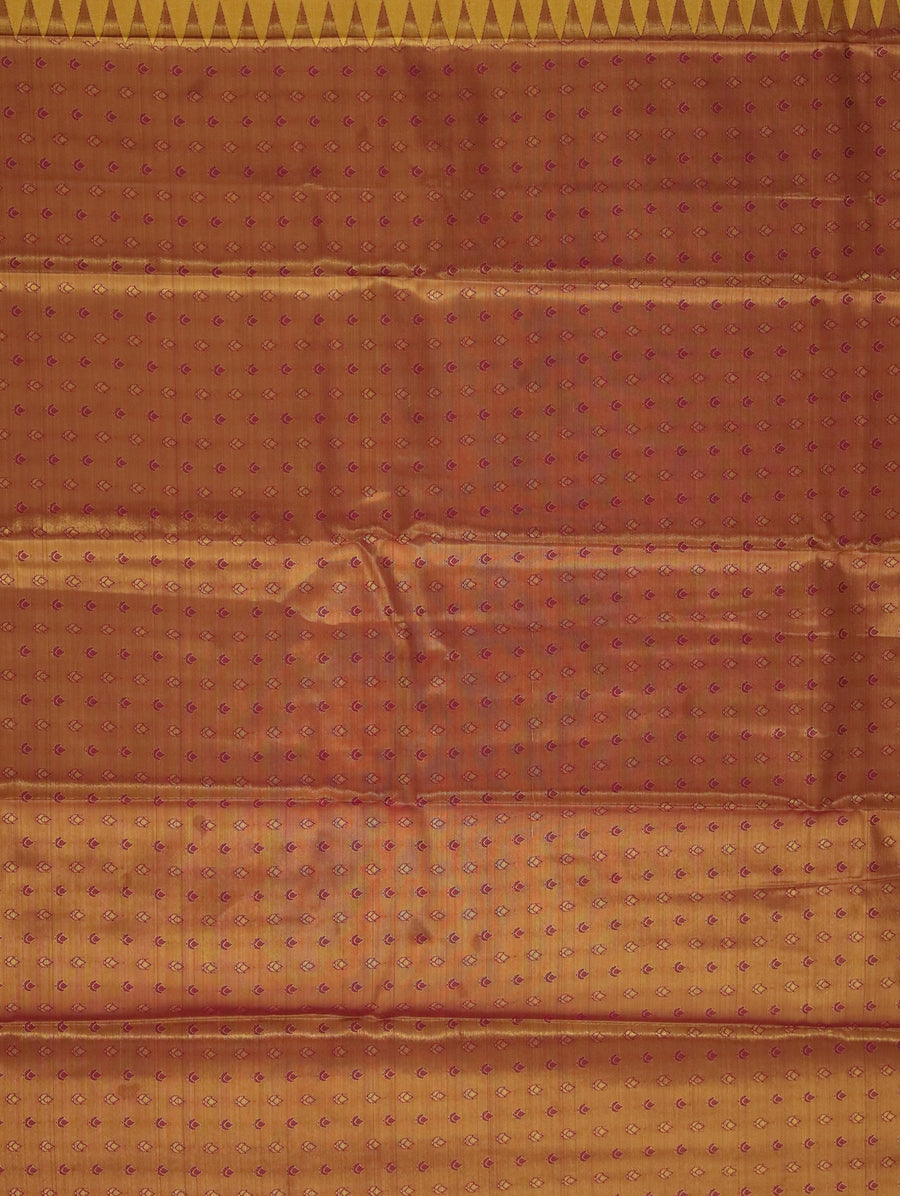 Ivory Red Kanchipuram Inspired Semi Silk Saree with Wide Contrast Border