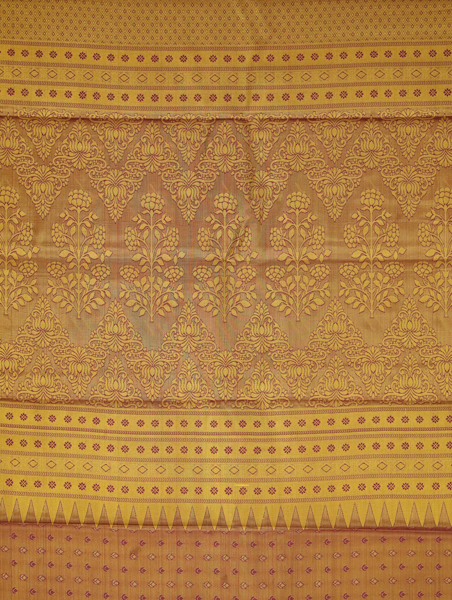 Ivory Red Kanchipuram Inspired Semi Silk Saree with Wide Contrast Border