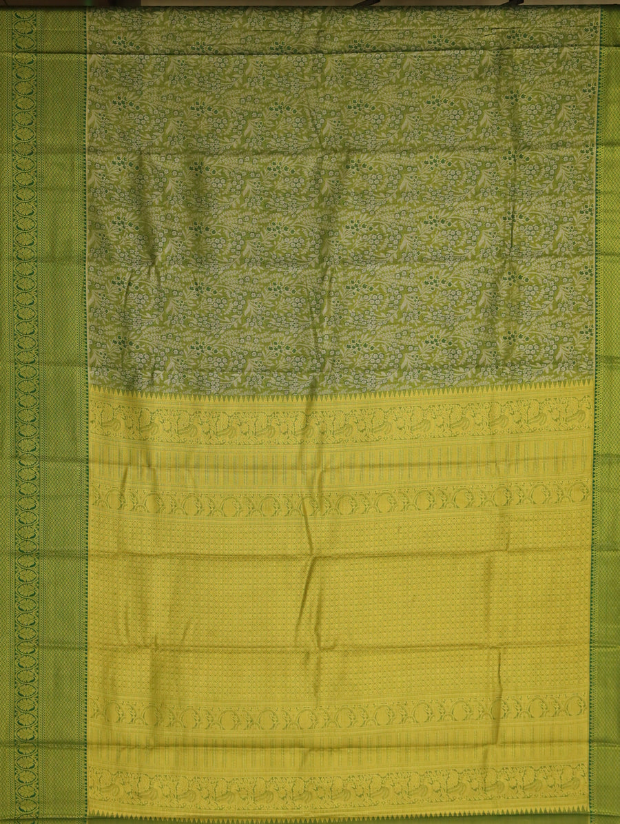 Sky Blue Dharmavaram Inspired Semi Silk Saree with Wide Contrast Border