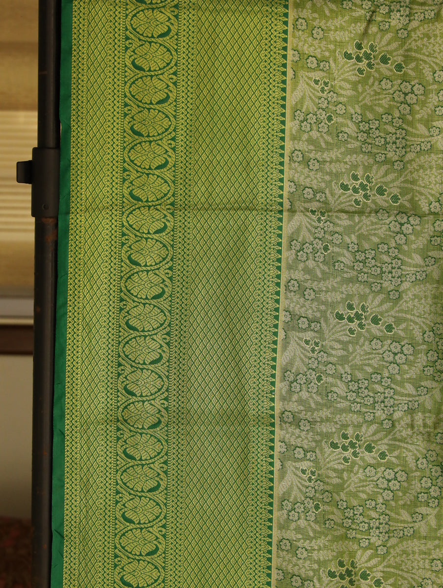 Sky Blue Dharmavaram Inspired Semi Silk Saree with Wide Contrast Border