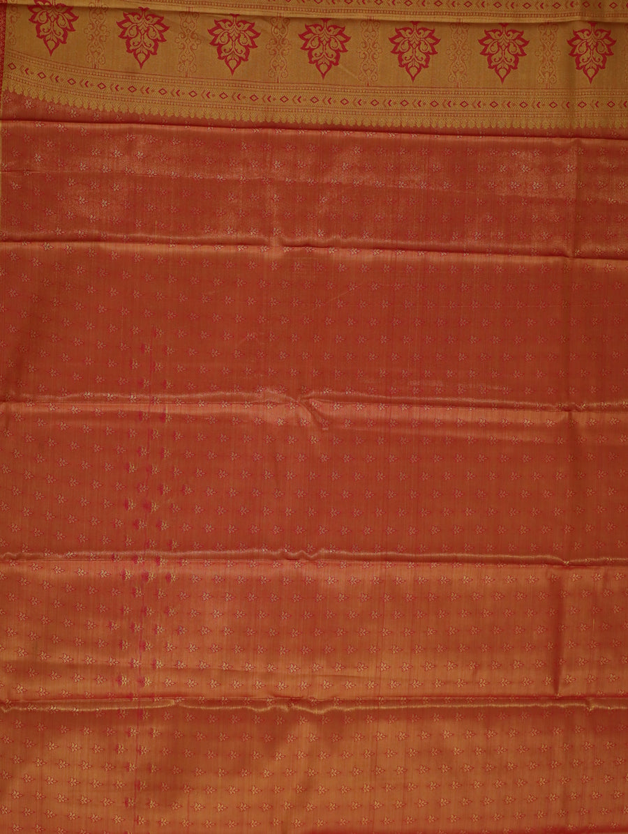 Peach Orange Uppada Inspired Semi Silk Saree with Contrast Border