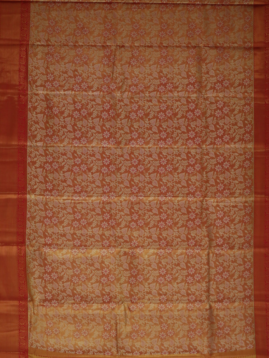 Peach Orange Uppada Inspired Semi Silk Saree with Contrast Border