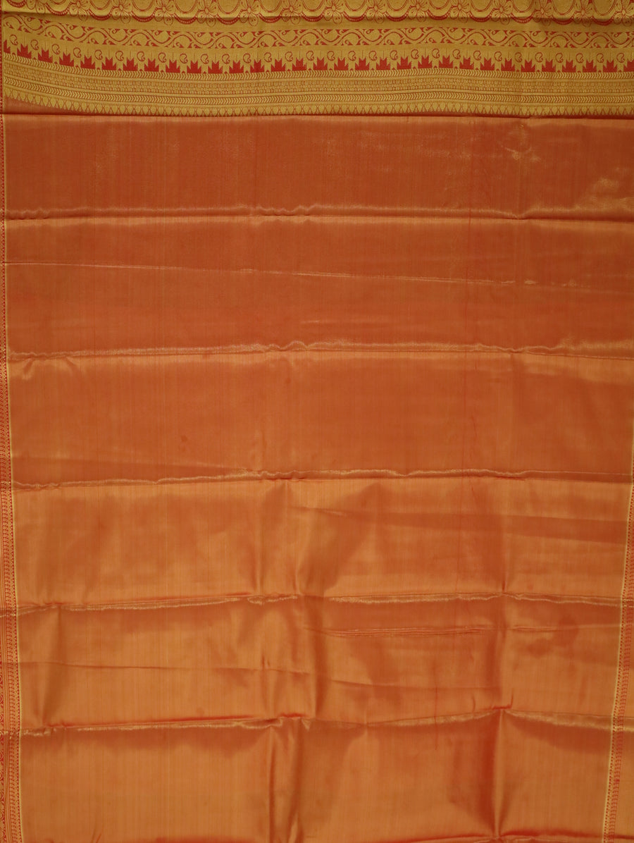 Rust Orange Kanchipuram Inspired Semi Silk Saree with Wide Contrast Border