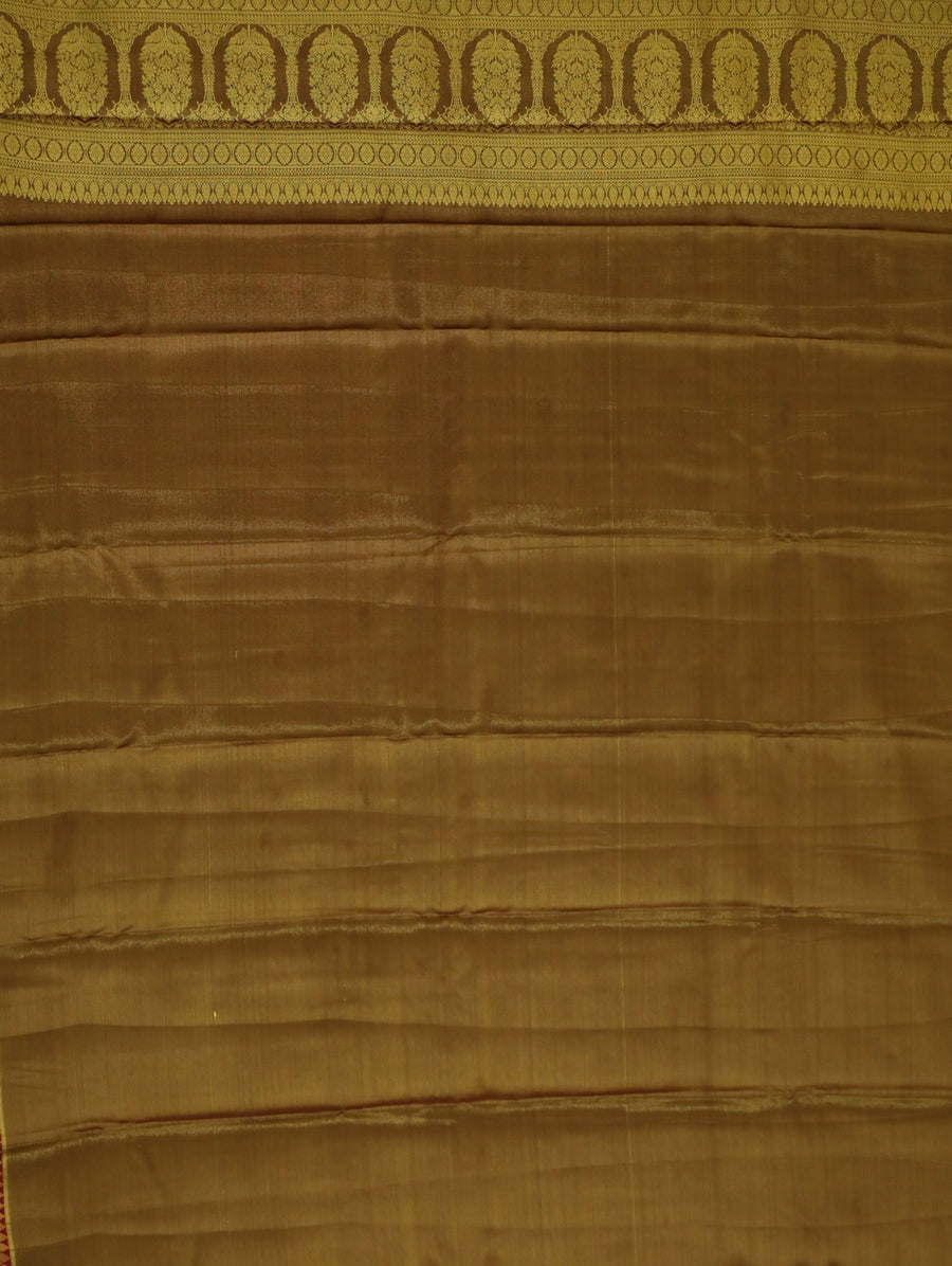 Olive Green Gadwal Inspired Semi Silk Saree with Contrast Border
