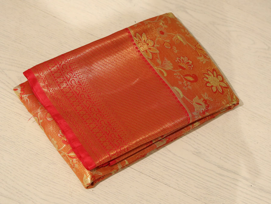 Teal Blue Kanchipuram Inspired Semi Silk Saree with Wide Contrast Border