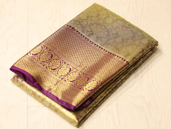 Beige Gold Uppada Inspired Semi Silk Saree with Contrast Border