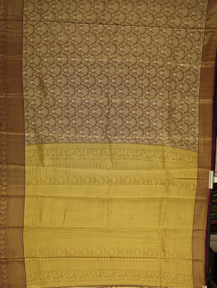 Beige Gold Uppada Inspired Semi Silk Saree with Contrast Border