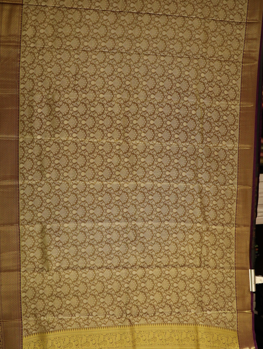Beige Gold Uppada Inspired Semi Silk Saree with Contrast Border