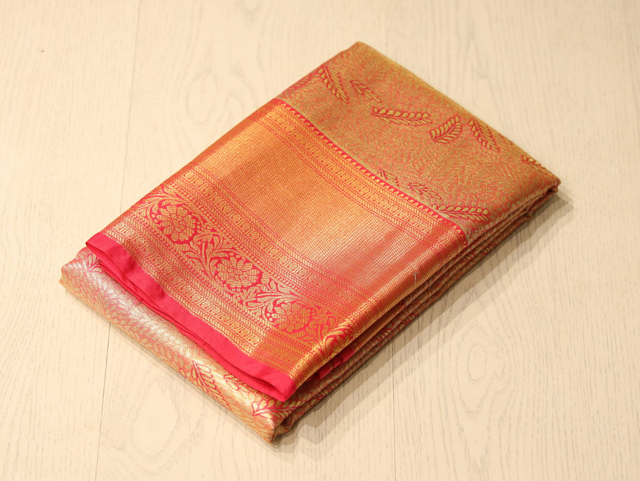 Lavender Kanchipuram Inspired Semi Silk Saree with Contrast Border