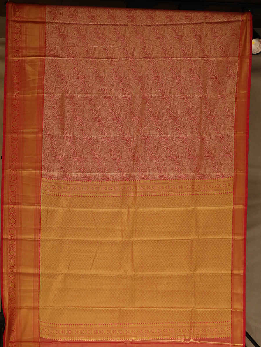 Lavender Kanchipuram Inspired Semi Silk Saree with Contrast Border