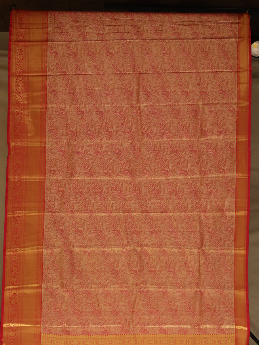 Lavender Kanchipuram Inspired Semi Silk Saree with Contrast Border