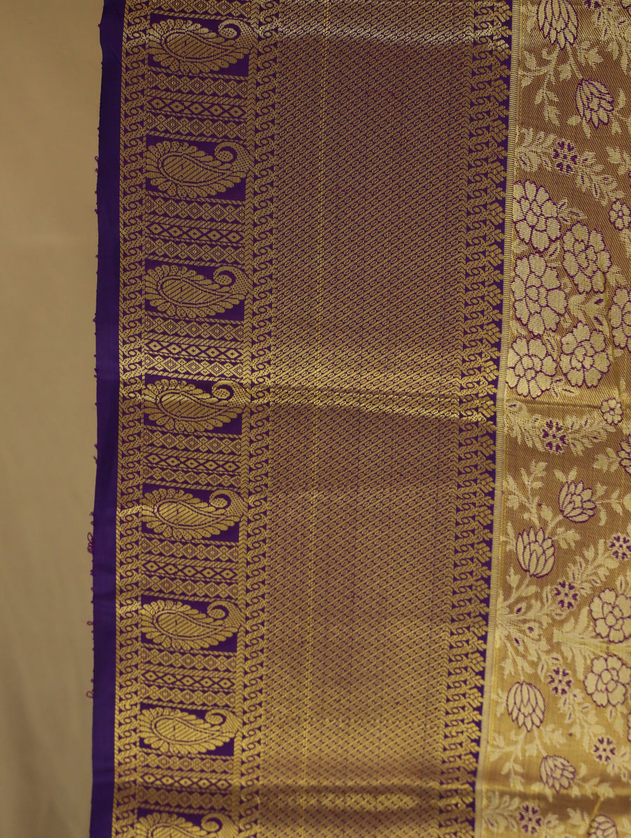 Mustard Yellow Kanchipuram Inspired Semi Silk Saree with Contrast Border