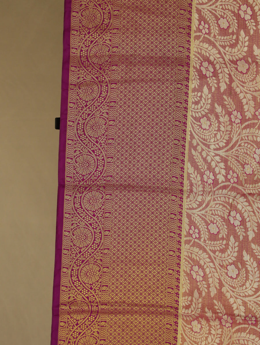Rose Pink Uppada Inspired Semi Silk Saree with Contrast Border