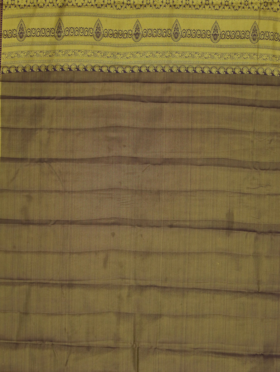 Peach Kanchipuram Inspired Semi Silk Saree with Contrast Border