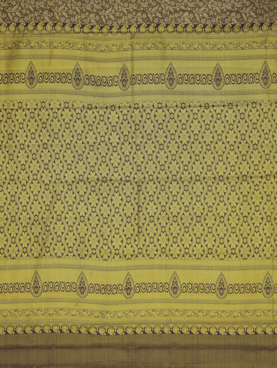 Peach Kanchipuram Inspired Semi Silk Saree with Contrast Border