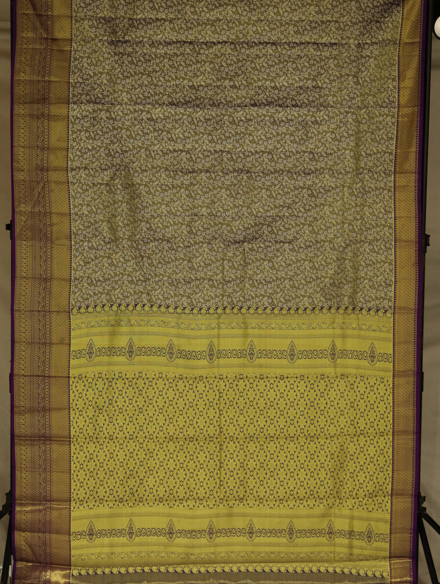 Peach Kanchipuram Inspired Semi Silk Saree with Contrast Border